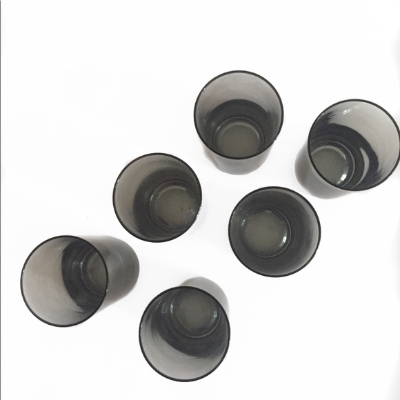 MCM grey tinted set of 6 small water glasses - Picture 3 of 4